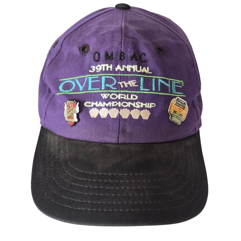 Vintage 90s Sand Mfg OMBAC Over The Line San Diego Snapback Hat Purple Black